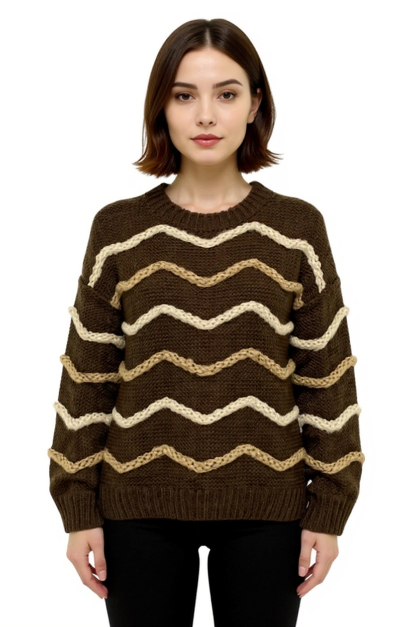 Pull en grosse maille à motif