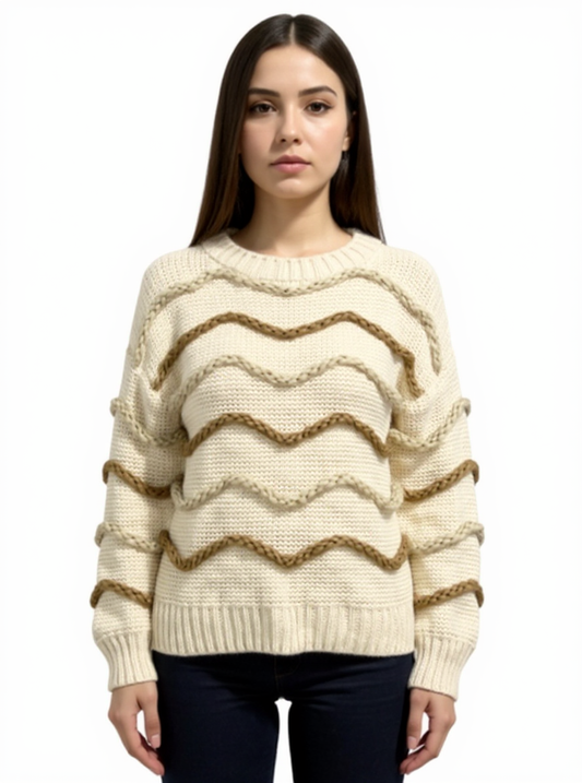 Pull en grosse maille à motif